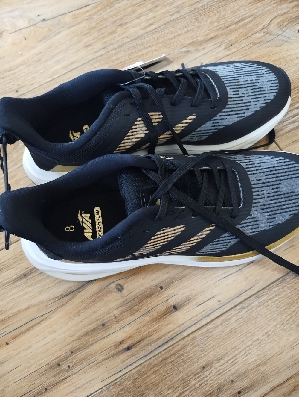 Avia Black & Gray Trail Sneakers with Gold Accents